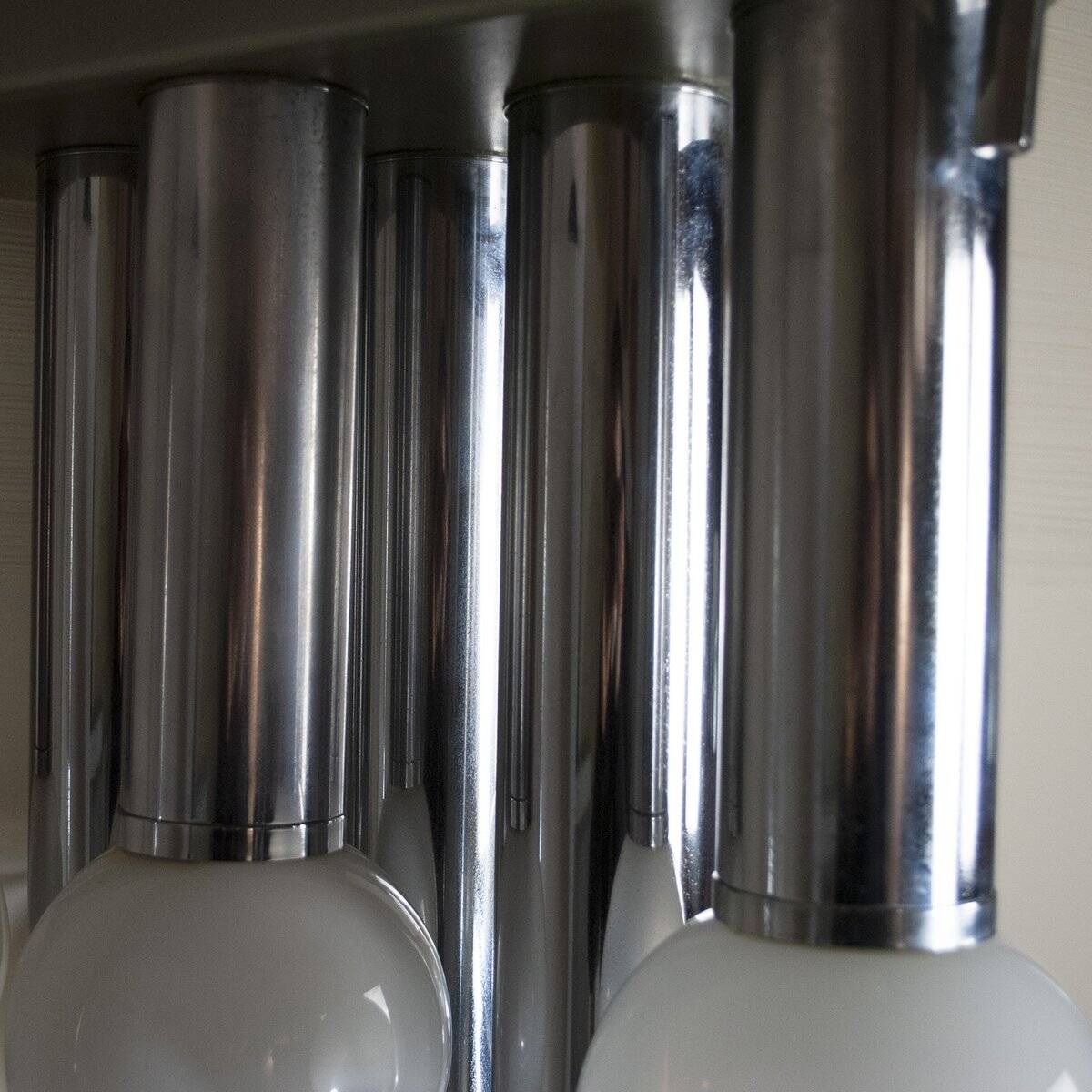 Chandelier with satin glass lights, Italy, 1970s