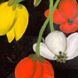 Tableau ancien , nature morte aux tulipes XX siècle