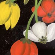 Tableau ancien , nature morte aux tulipes XX siècle