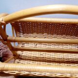 Antique rattan magazine rack