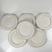 Set of 6 flat plates Villeroy & Boch, burgundy/purple rim, 20th century.