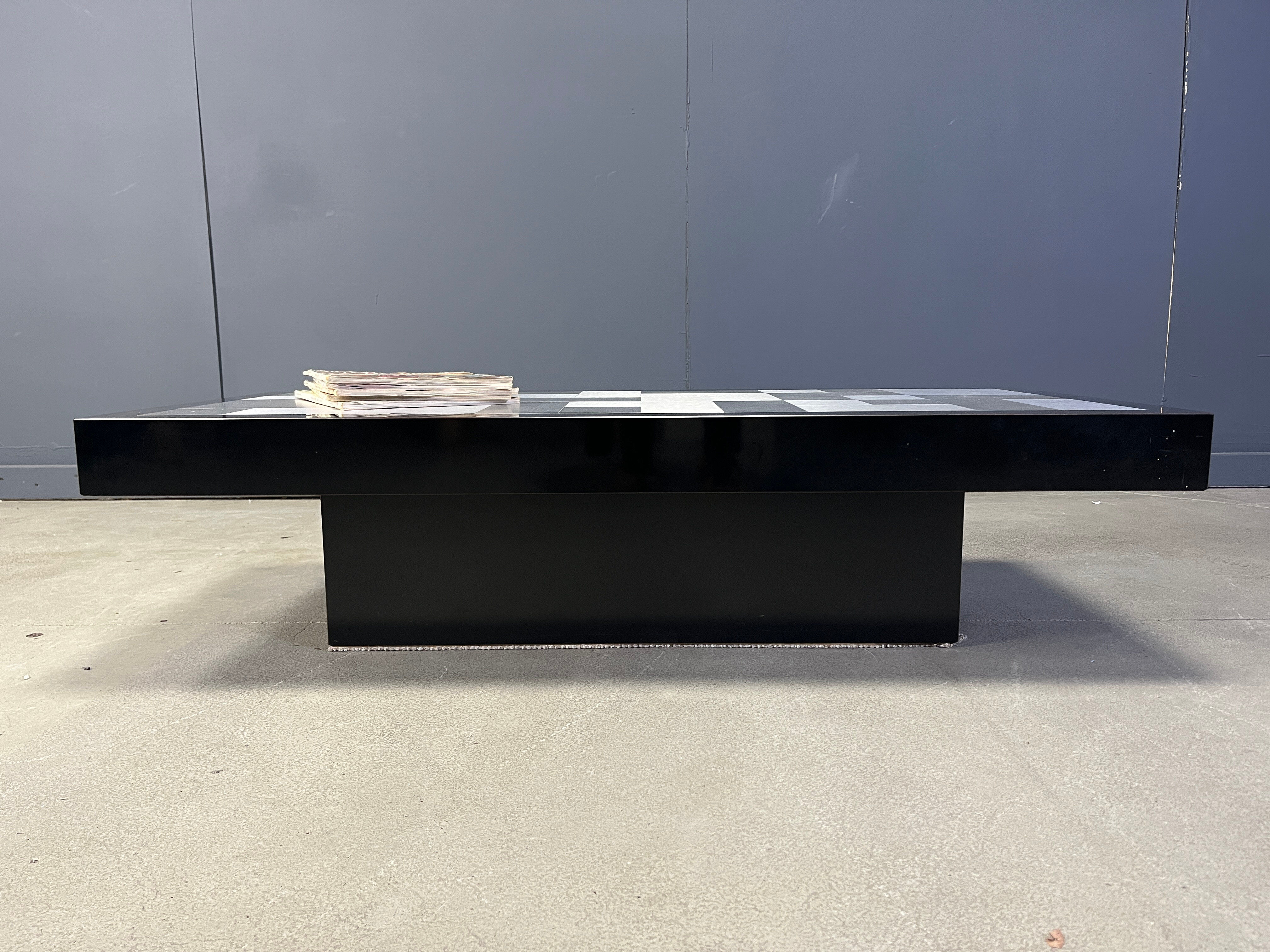Vintage lacquer and aluminum coffee table, 1970s