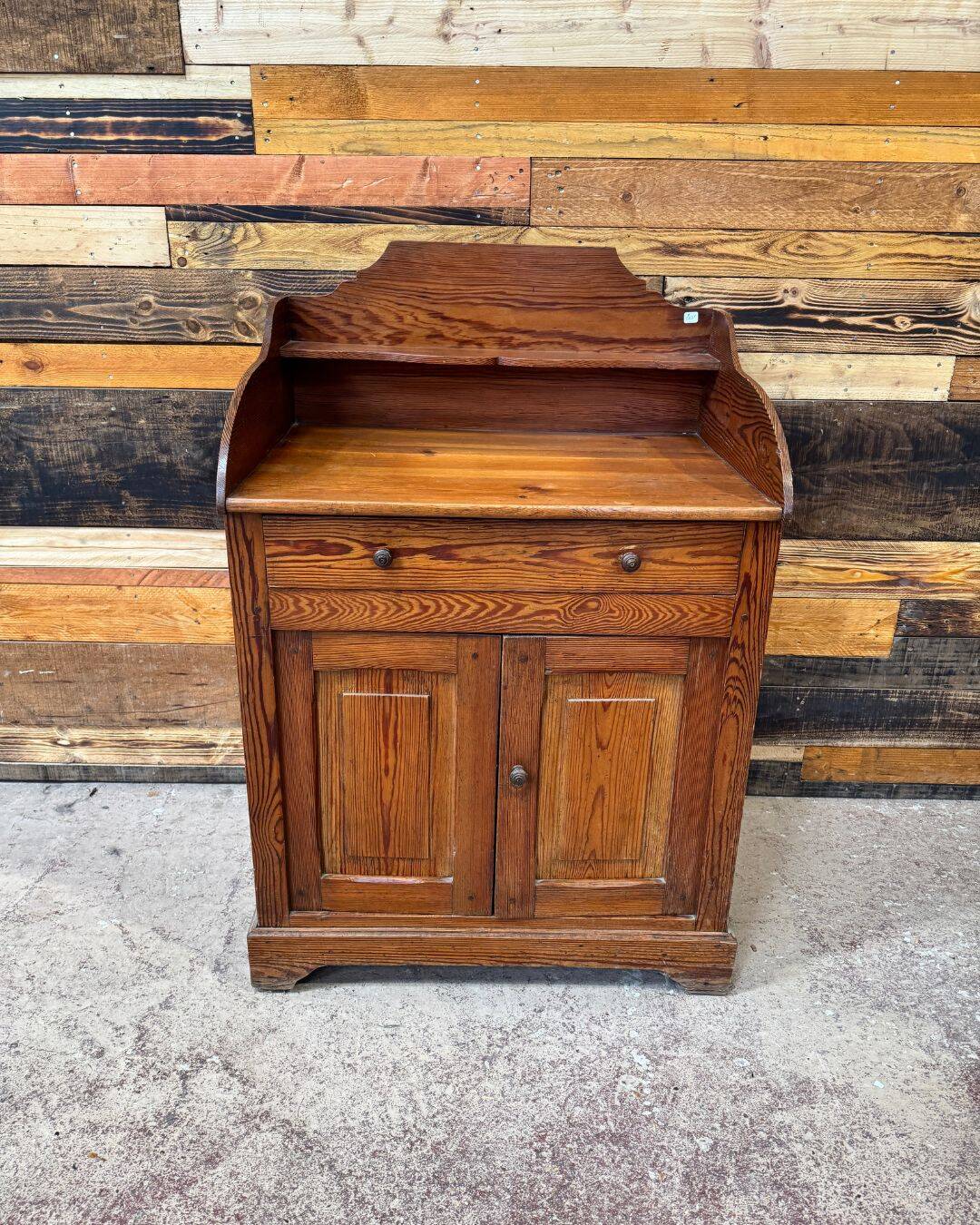 Small kitchen cabinet in pitch pine.