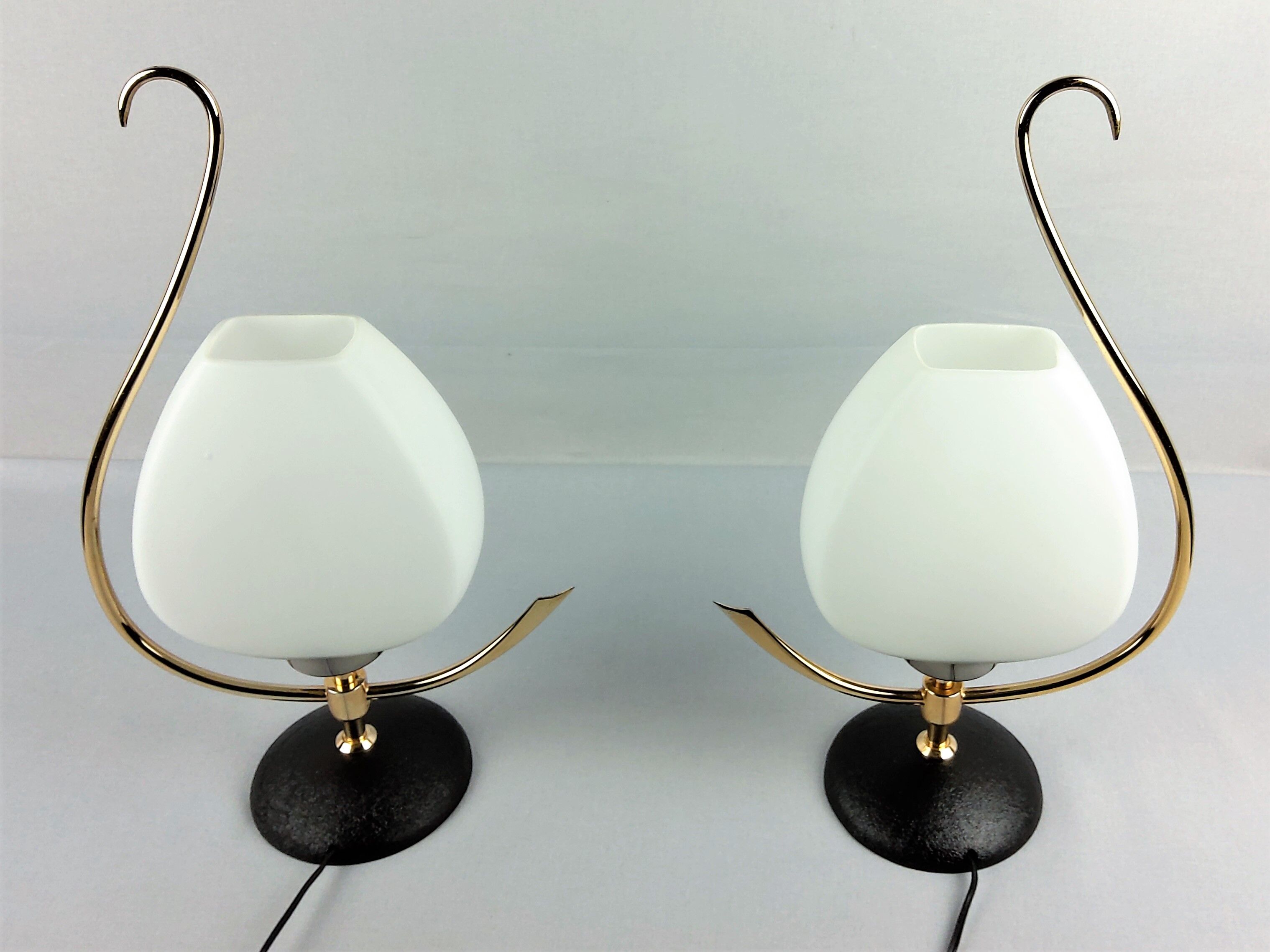 2 arlus opaline and brass lamps 1960