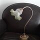 Lampe à poser abat jour fleur à  bord vert vintage