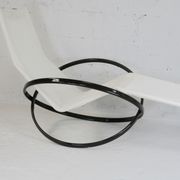 Roger Lecal rocking long chair, Jetstar model, brown lask and canvas, France, 1975