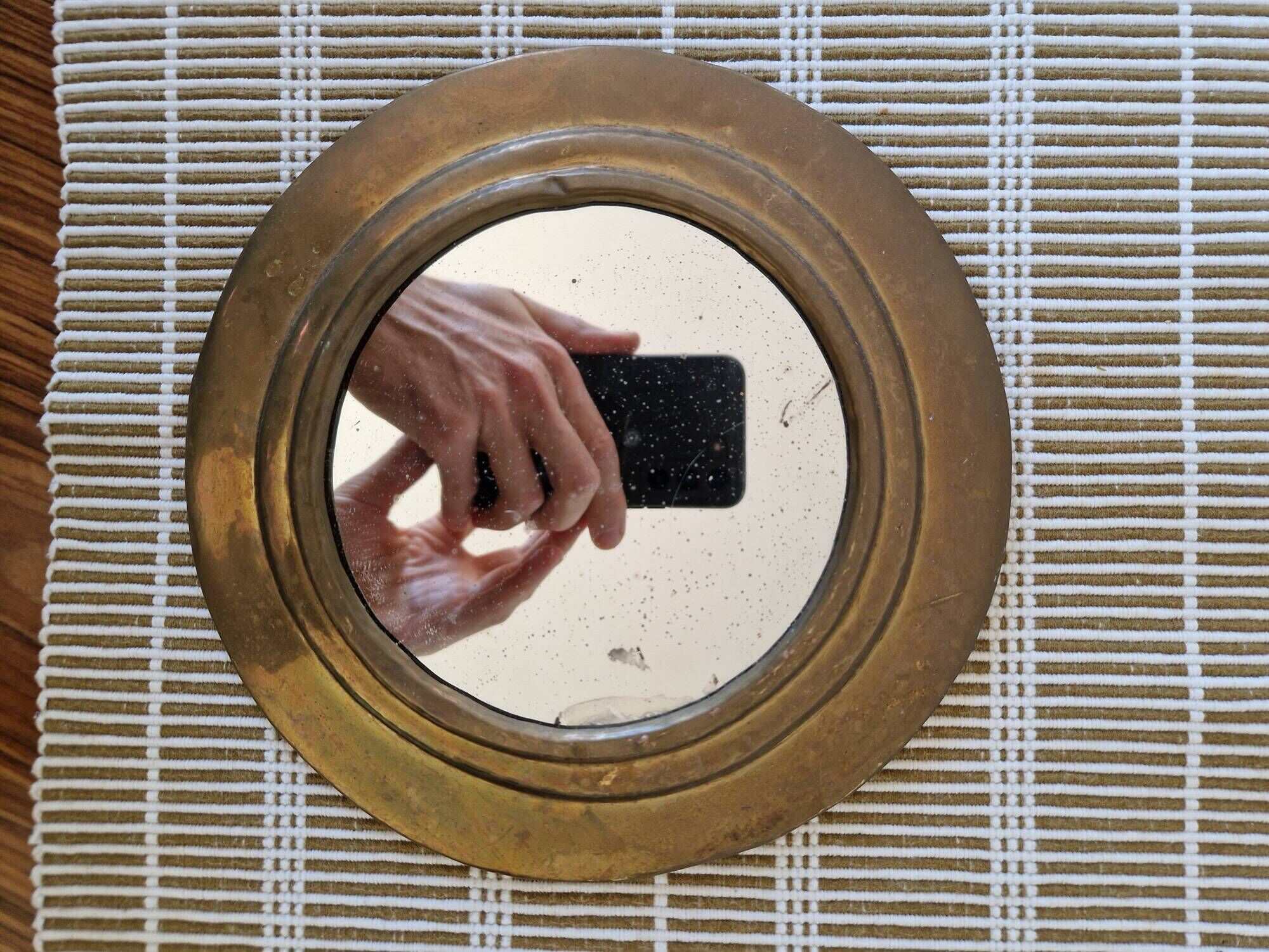 Round brass mirror