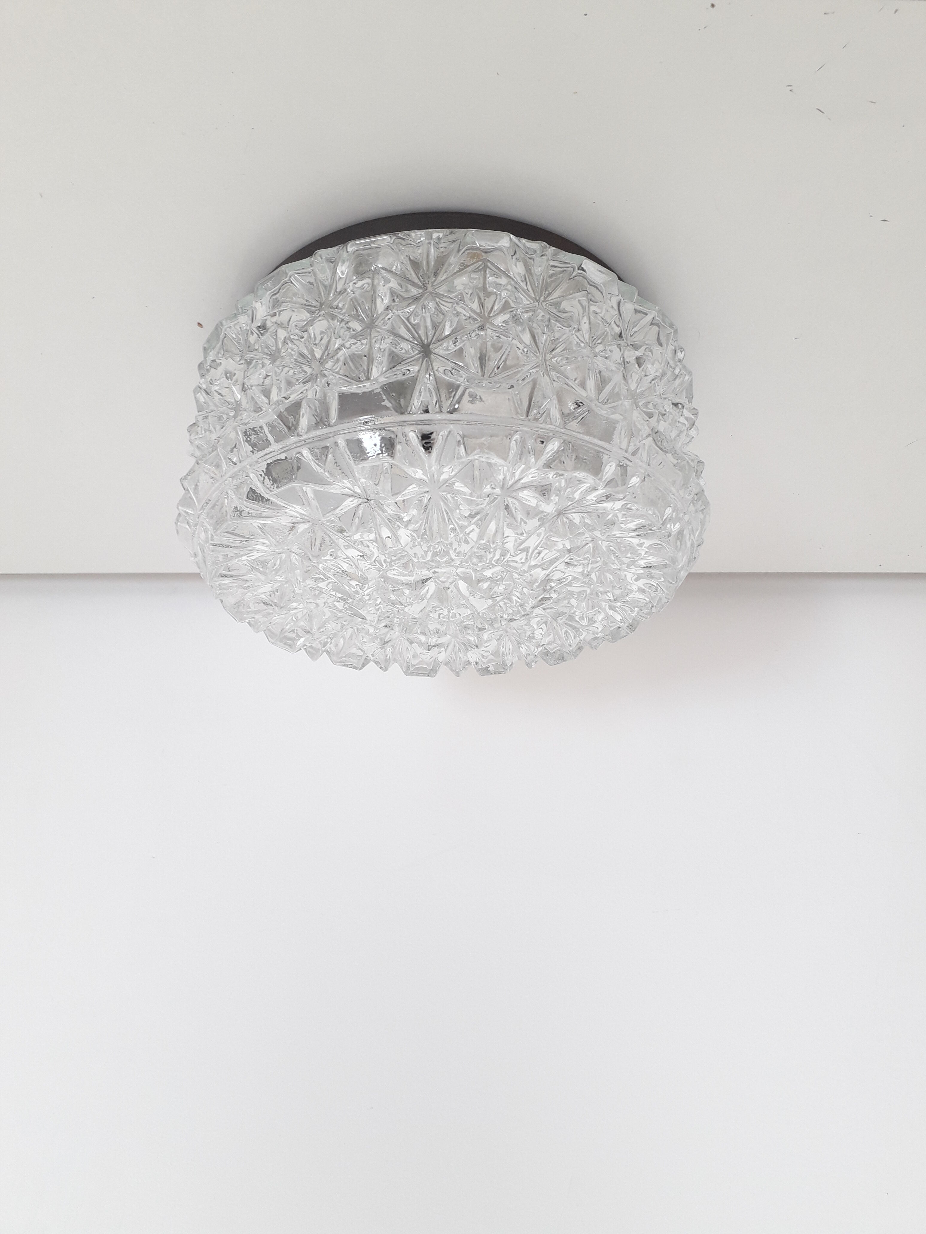 Vintage ceiling lamp / wall lamp - Molded glass - Round shape - 1970
