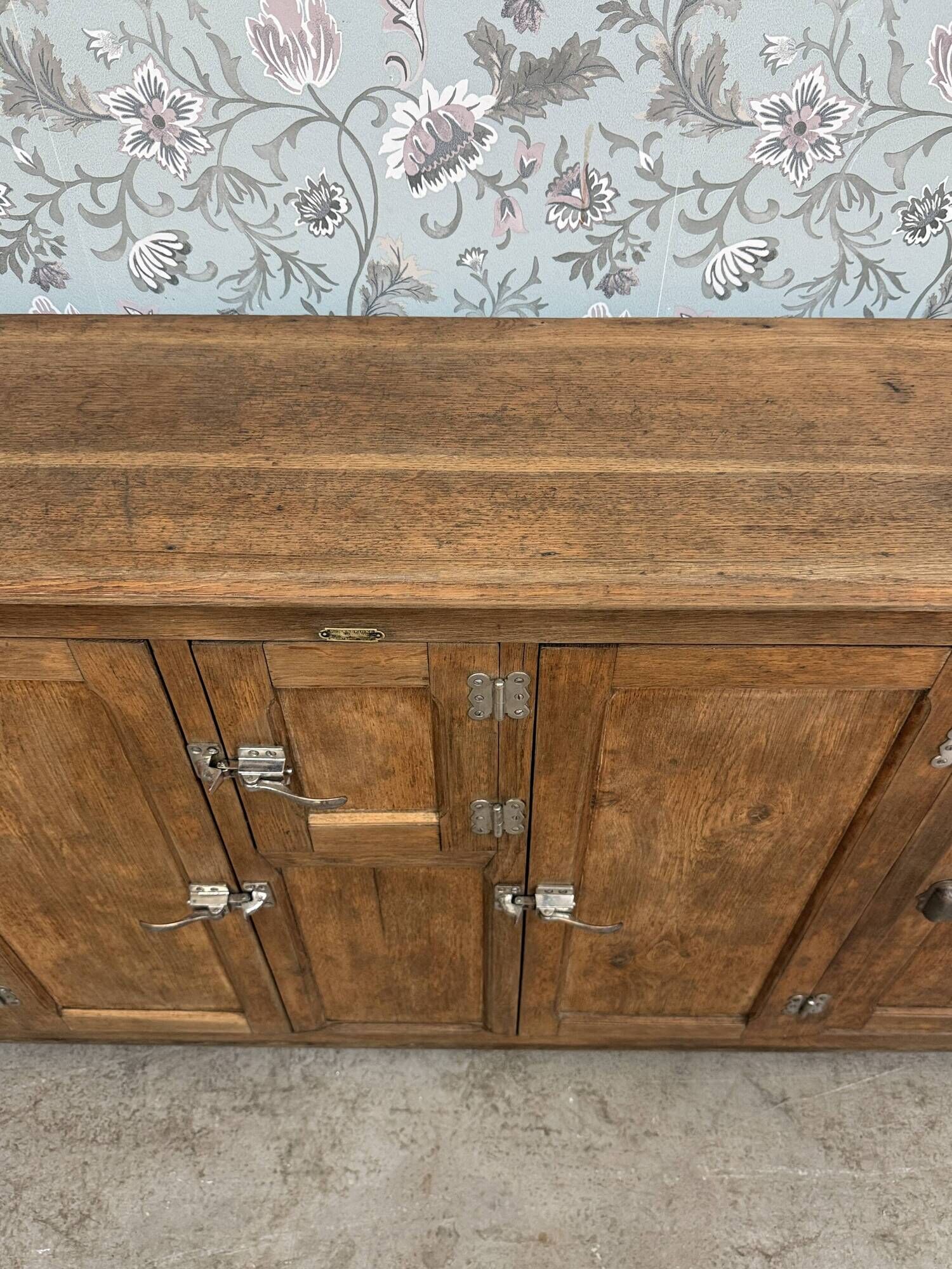 Old bar icebox in oak and zinc - sideboard (renovated)