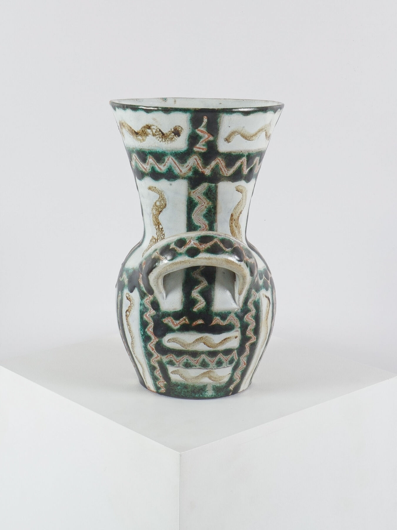 Ceramic vase with handles by Robert Picault, France, circa 1960.