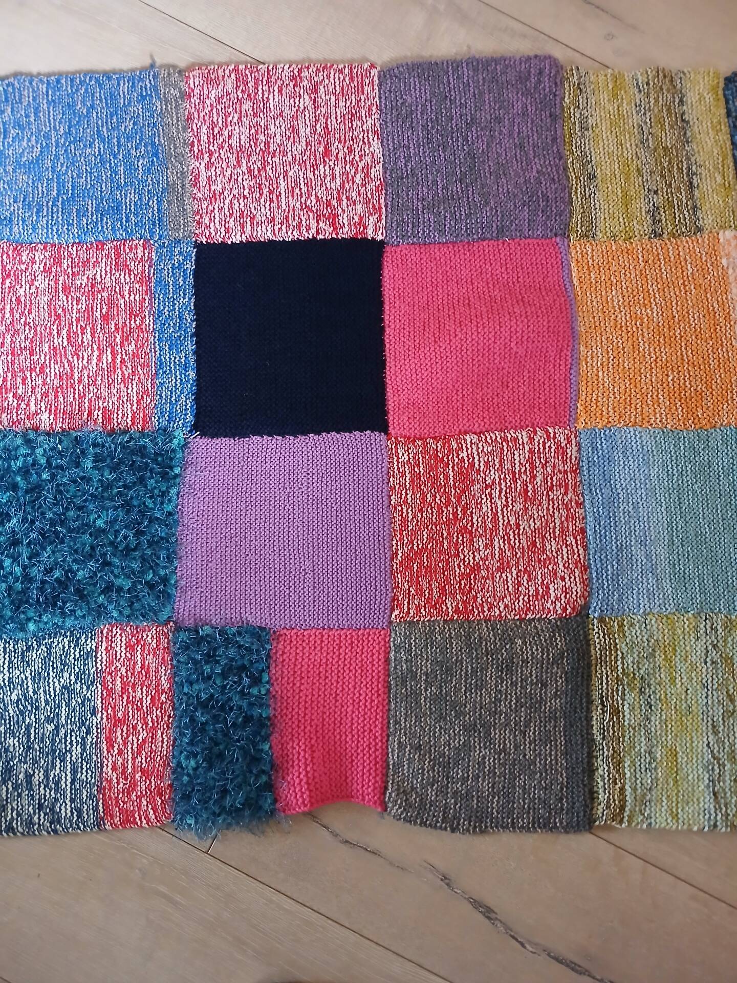 3 patchwork blankets knitted by hand