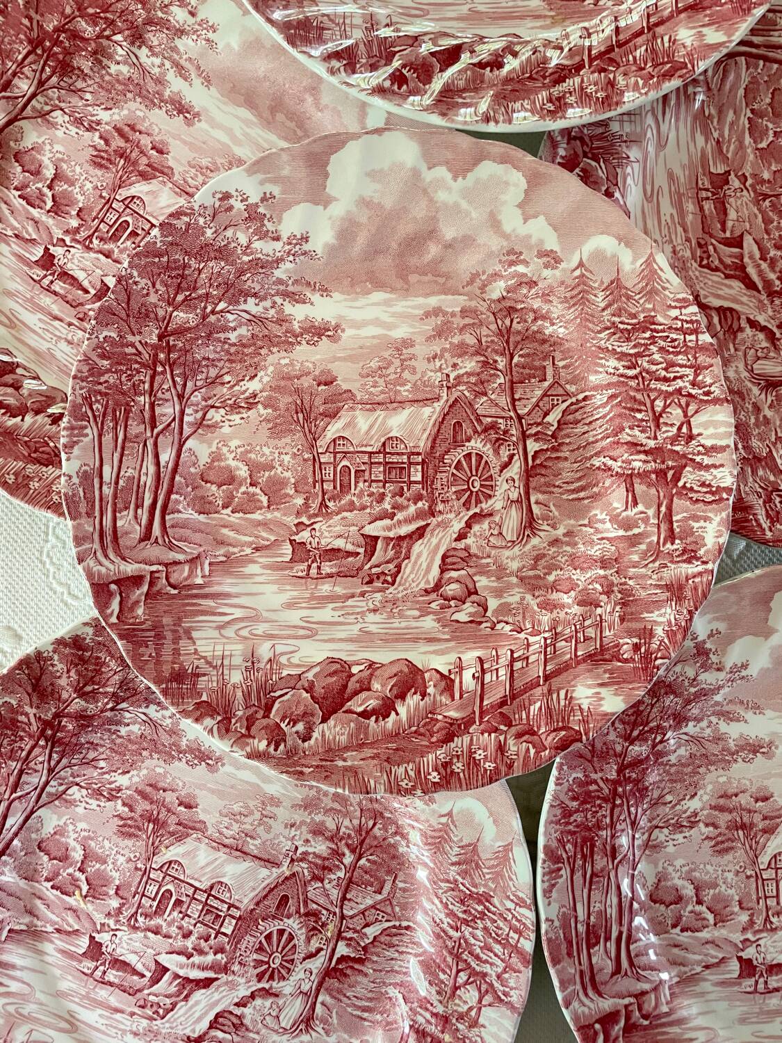 6 English Dinner Plates Alfred Meakin The Mill Staffordshire Diam 25 Cm