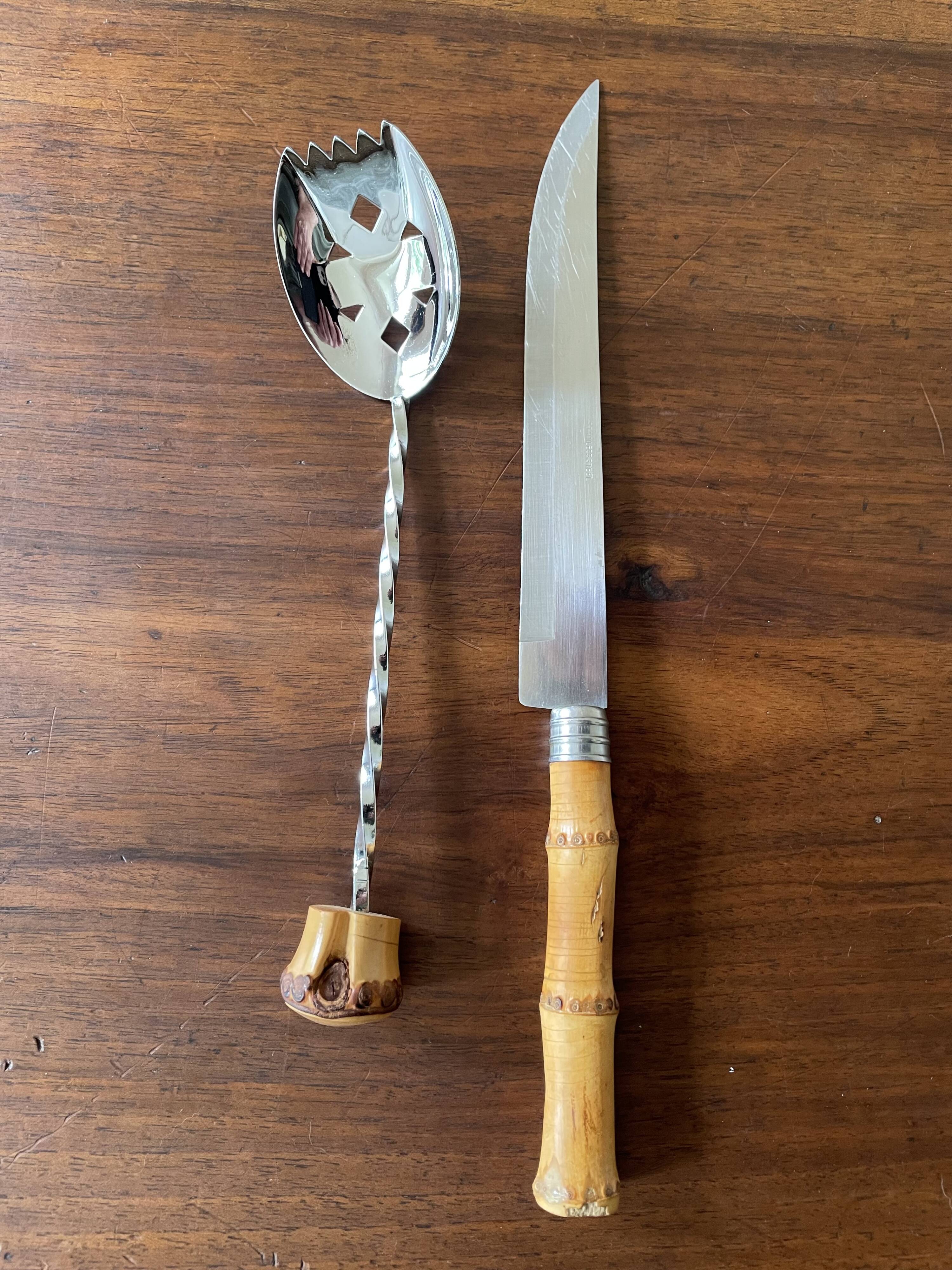 Vintage bamboo handle cutlery