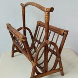 Vintage rattan magazine holder