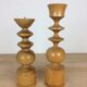 Pair of Scandinavian turned wooden candle holders