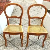 Pair of caned walnut chairs, Louis Philippe style