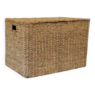 Vintage woven wicker trunk