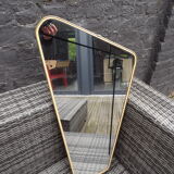 Vintage mirror 60s gold metal Scandinavian style 36x78cm