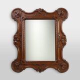 Baroque solid oak carved Wall Mirror, Belgium ca 1900