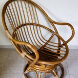 Vintage rattan swivel chair