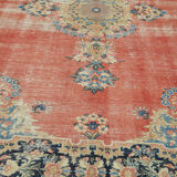 Handmade oriental unique 1980s 242 cm x 338 cm beige wool carpet