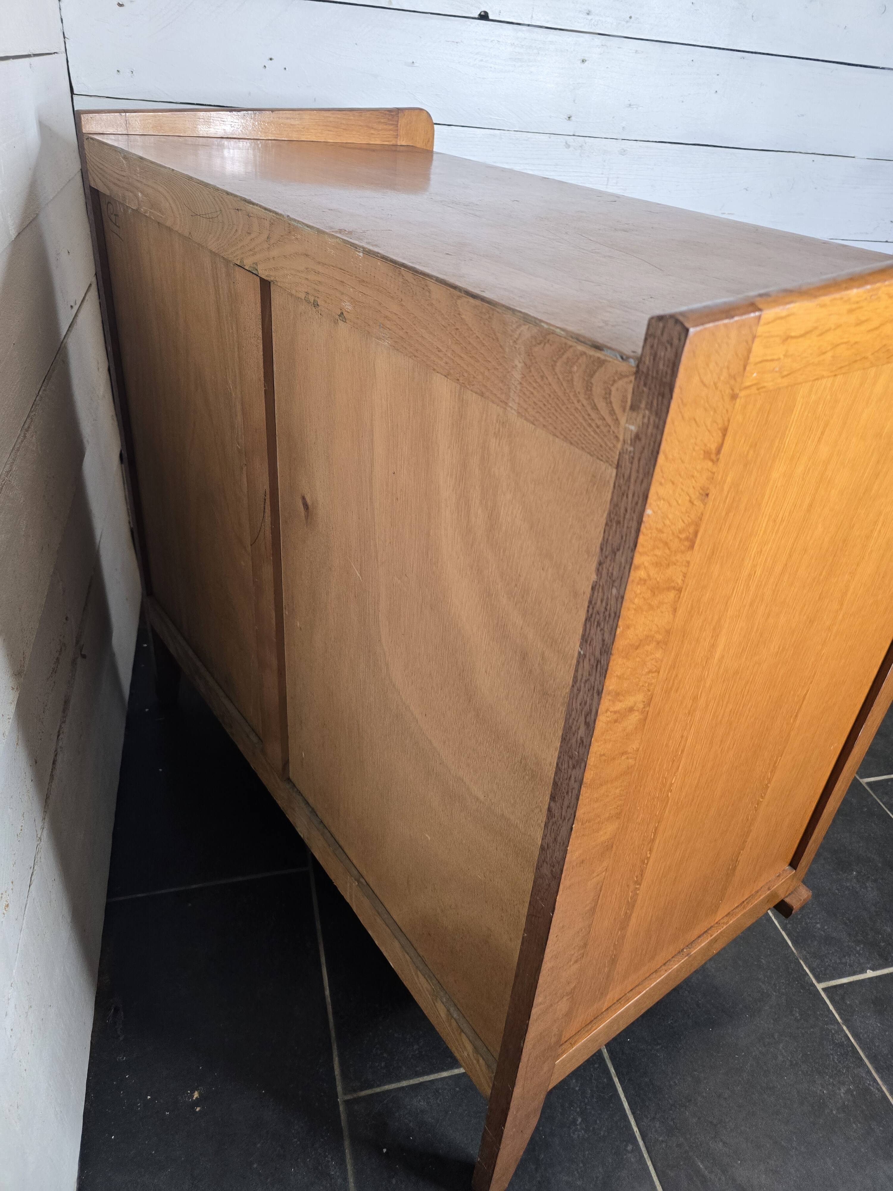 Commode en rotin et bois, années 60