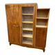 Showcase art-deco library mid-century vintage 1950 walnut ronce