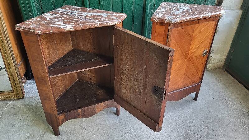 Pair of corner cabinets louis xvi corner furniture from the 18th century with a top ma