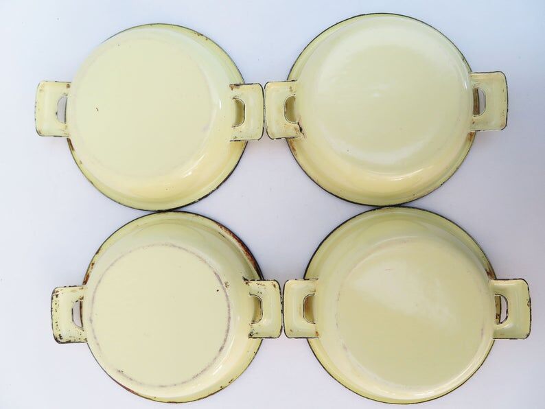 4 vintage enamel bowls