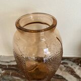 Art Deco pink molded glass vase