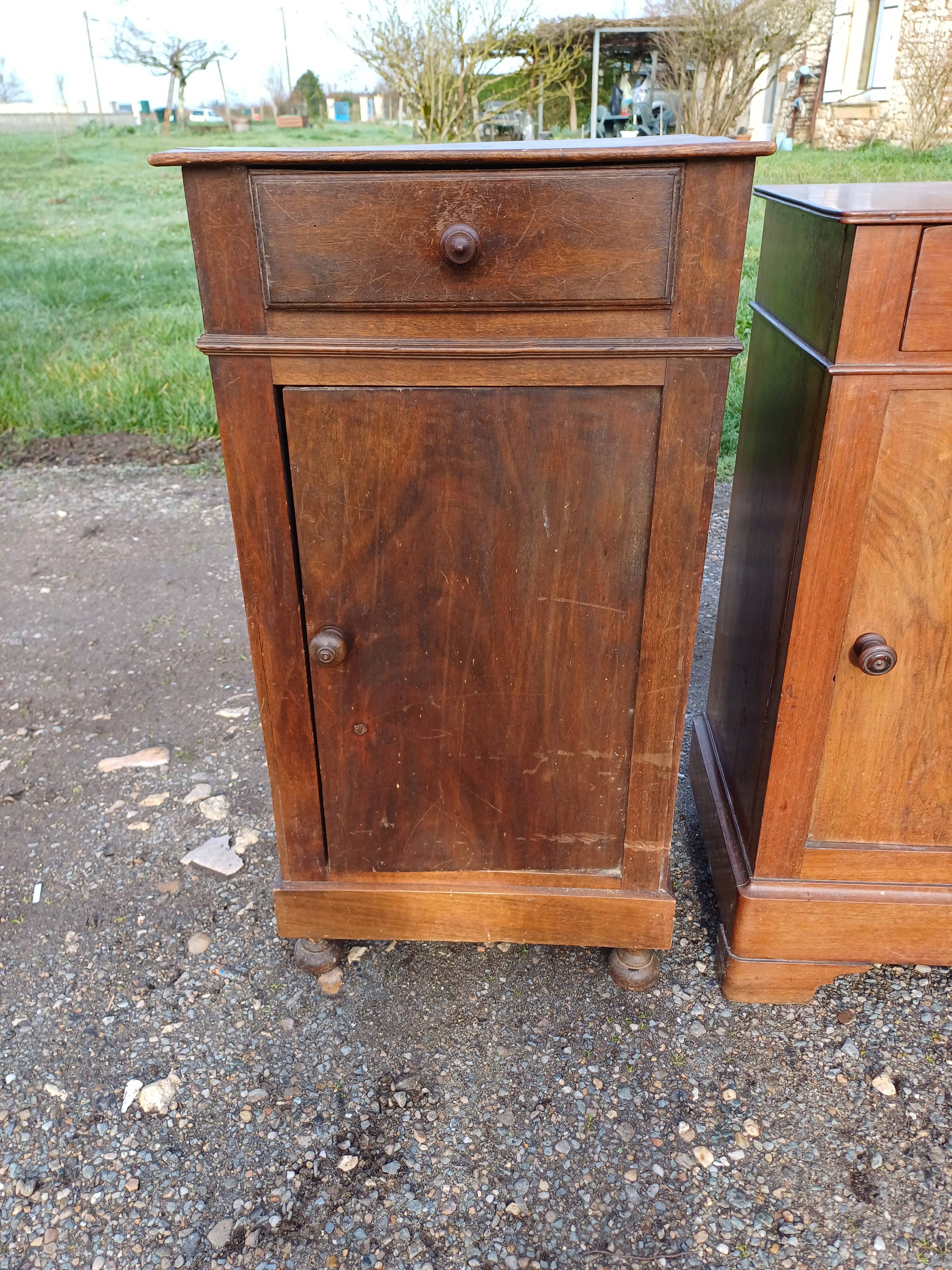 3 Walnut Nightstands 19th