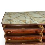 Commode en placage de palissandre avec plateau en onyx vert