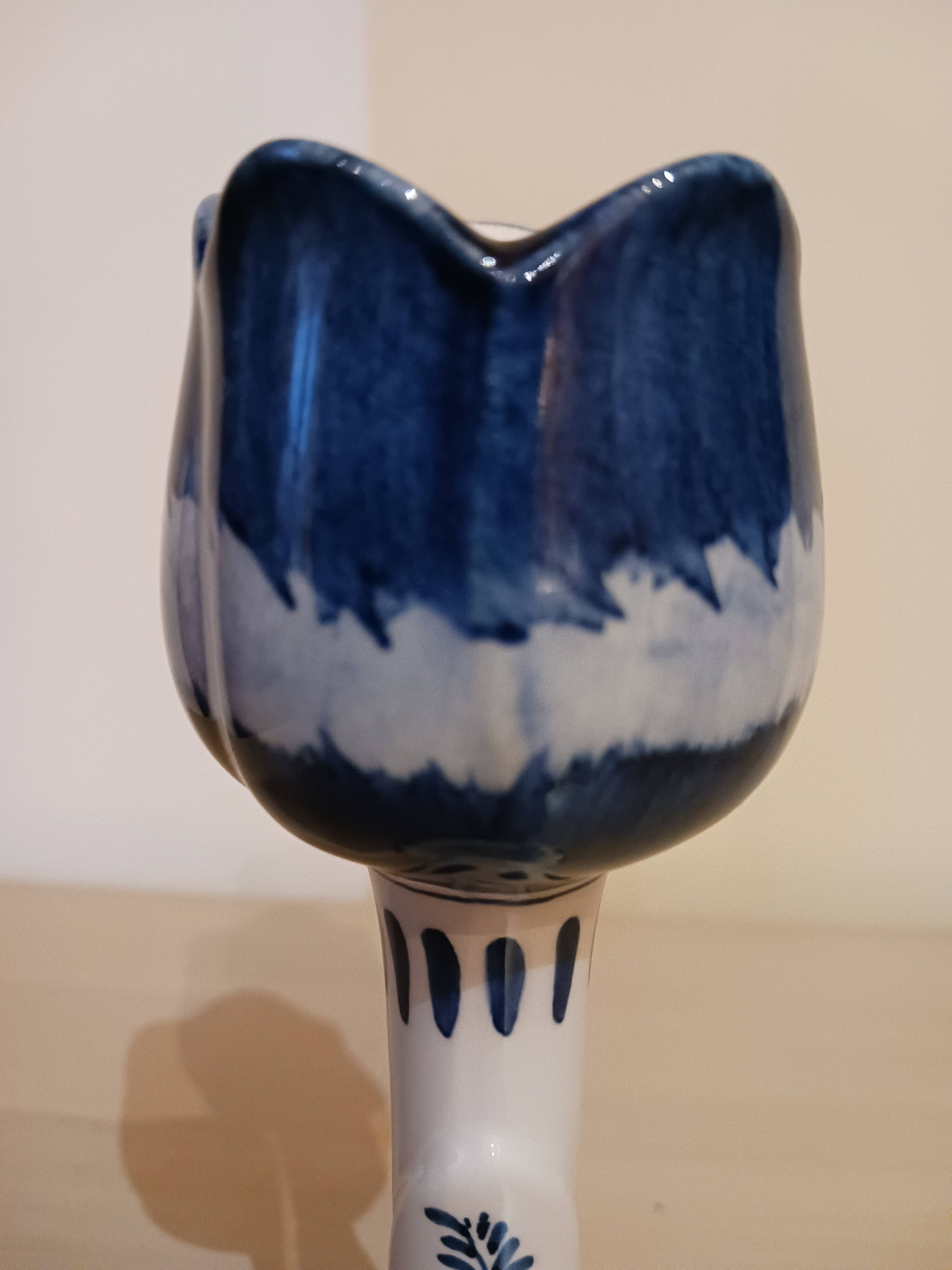 Pair of Delft earthenware candlesticks