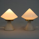 1940s pair of unique art deco table lamps with alabaster base ,czechoslovakia