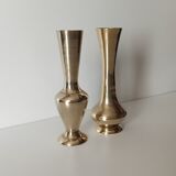 Duo of soliflores in vintage gilded brass