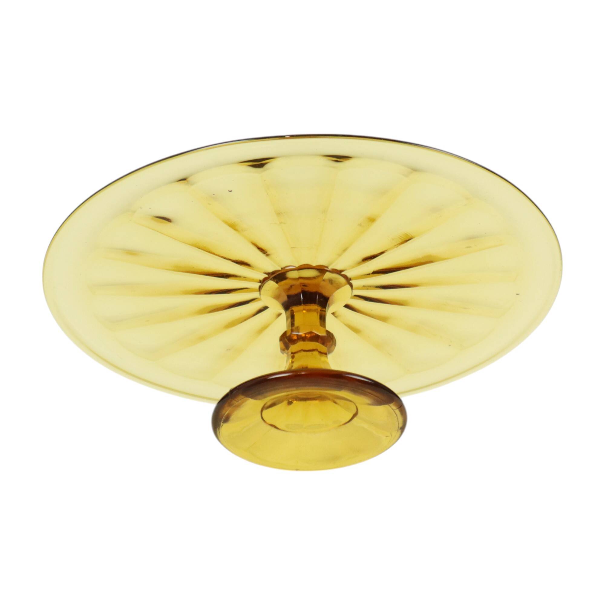 Art Deco Amber Cake Dish Depression Glass Verrerie Scailmont