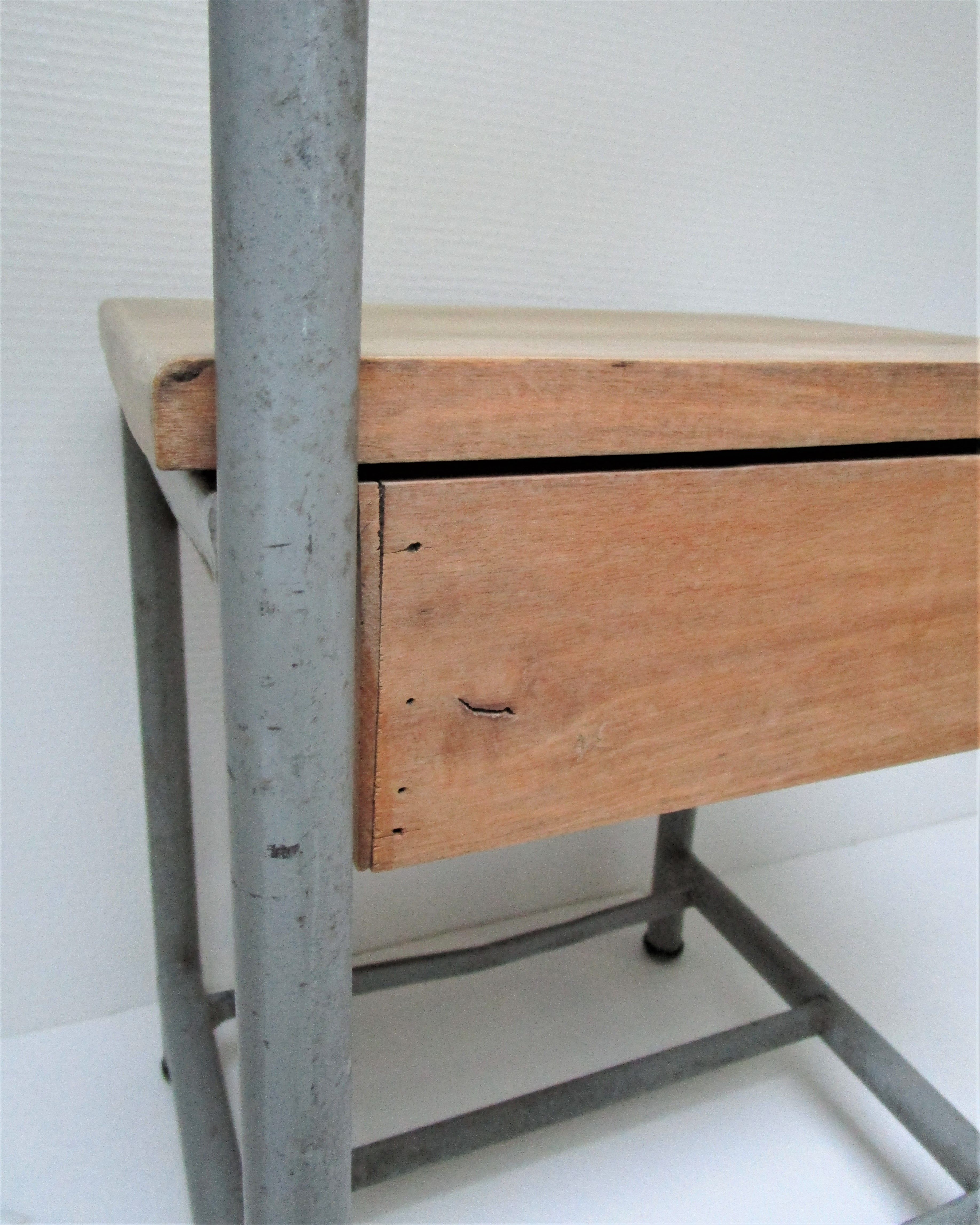 Bedside of boarding school wood vintage metal 50 s