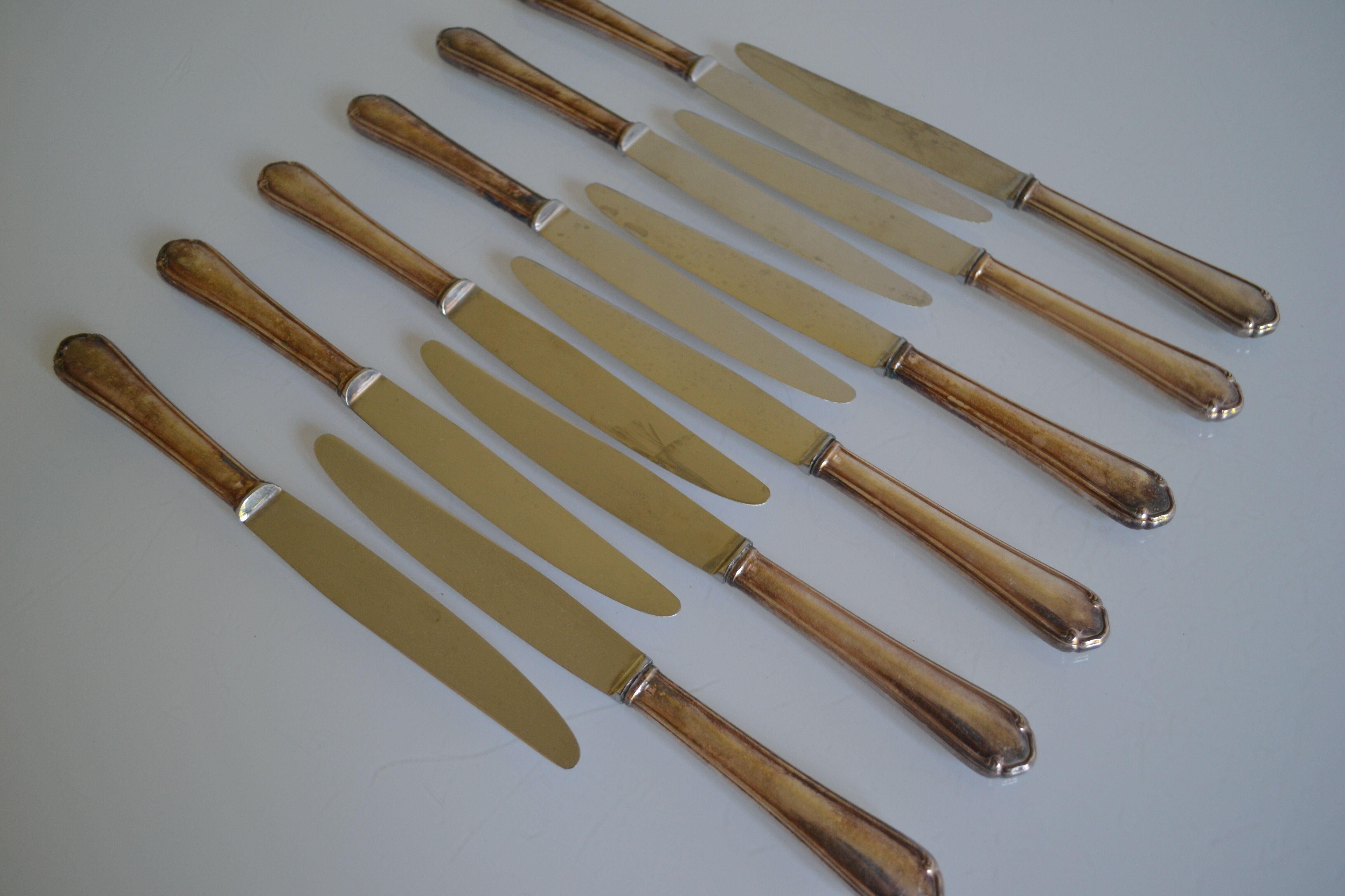 12 metal silver table knives 25 cm