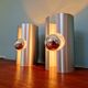 Pair of Space Age wall sconces in brushed aluminium, 1970.