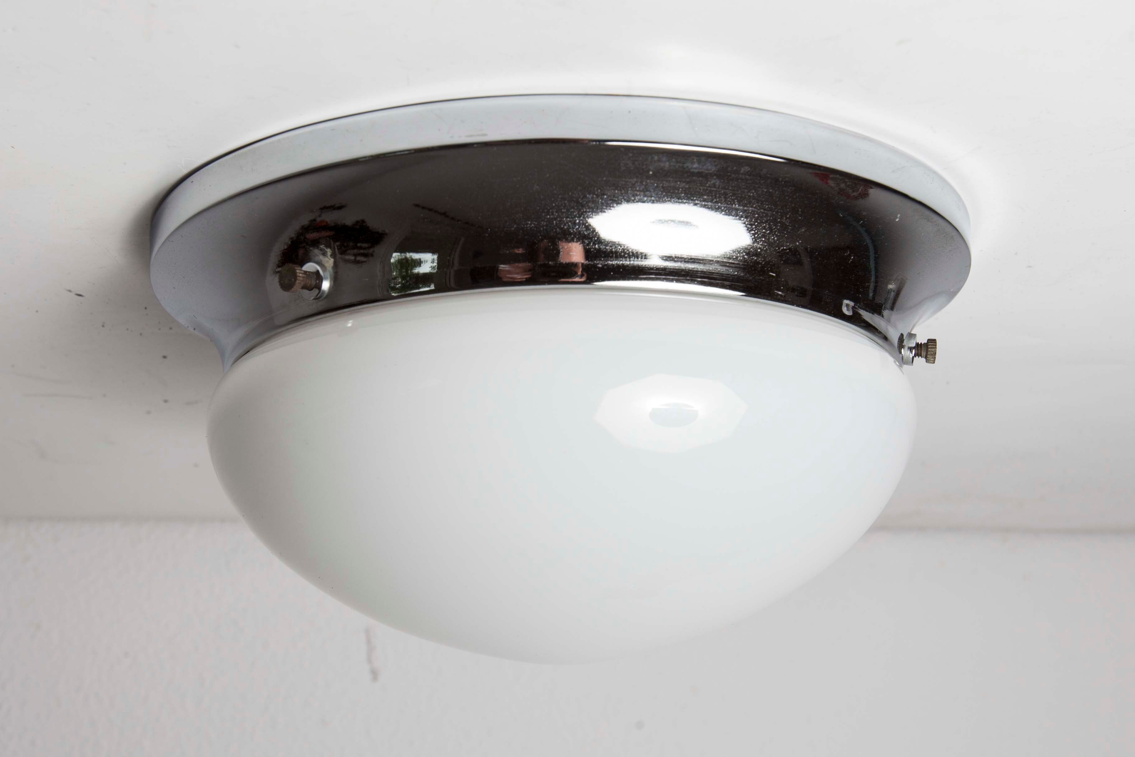 Opaline and chrome ceiling light  60s