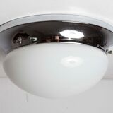Opaline and chrome ceiling light  60s