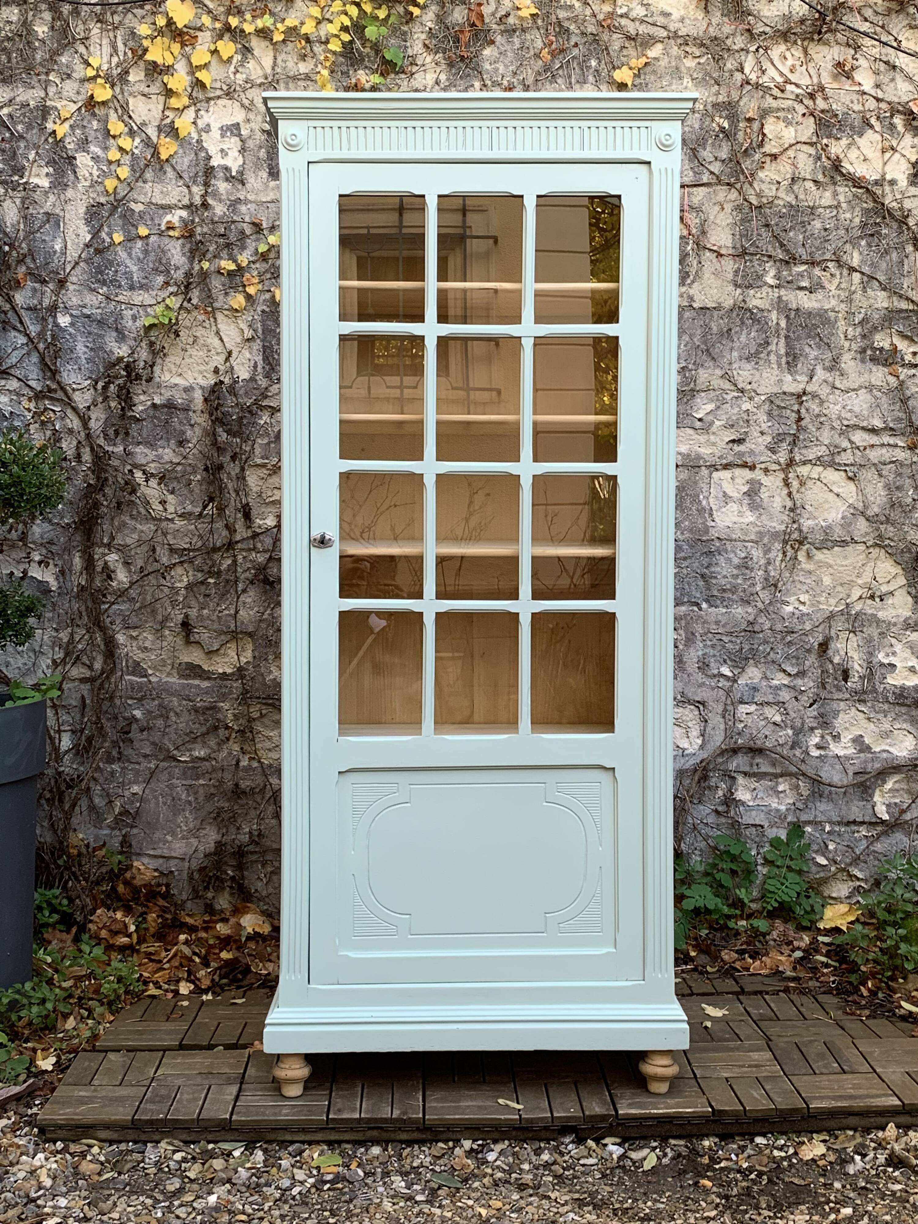 Antique celadon glass Parisian wardrobe H162