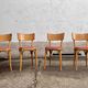 Lot of 4 baumann chairs bistrot parisian barter beech wood and red skaï