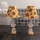 Pair of vintage glass bedside lamps from the 50s