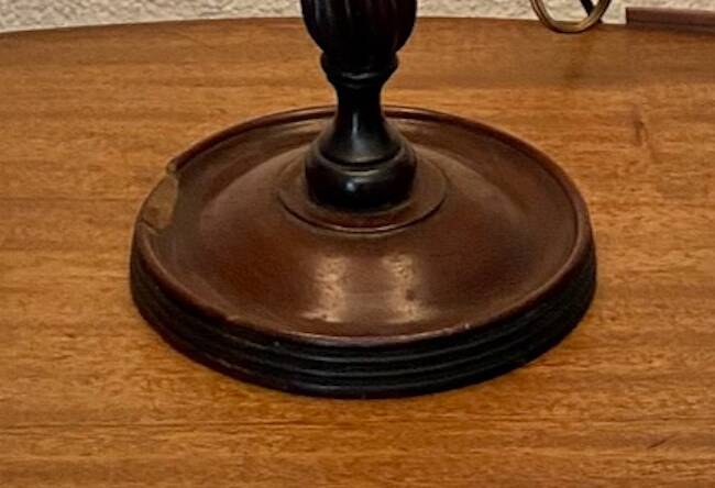 Antique wooden lamp - Toile de Jouy lampshade