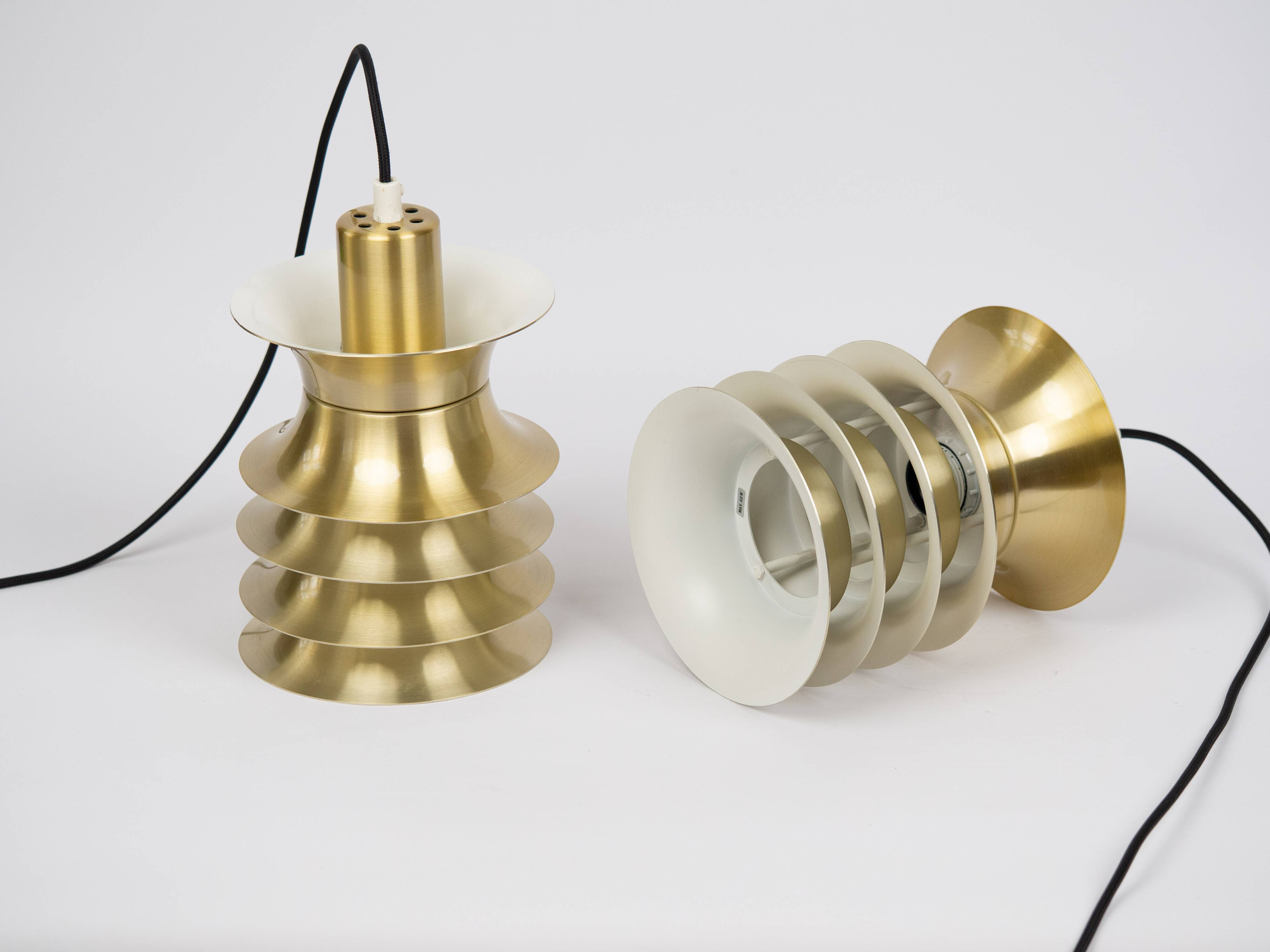 Paire de 2 lampes danoises de l'ère spatiale des années 1970.