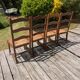 4 rustic solid wood chairs with straw seats in country style