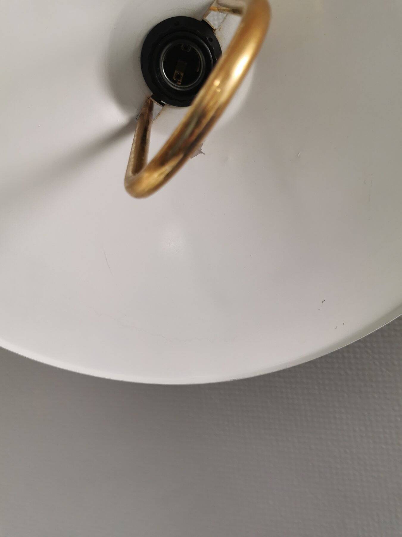 Brass-colored aluminum pendant lamp from Swedish Belid 1980s.