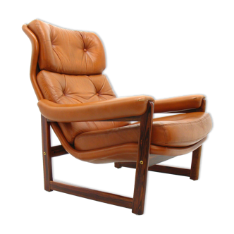 Fauteuil en cuir scandinave années 1970