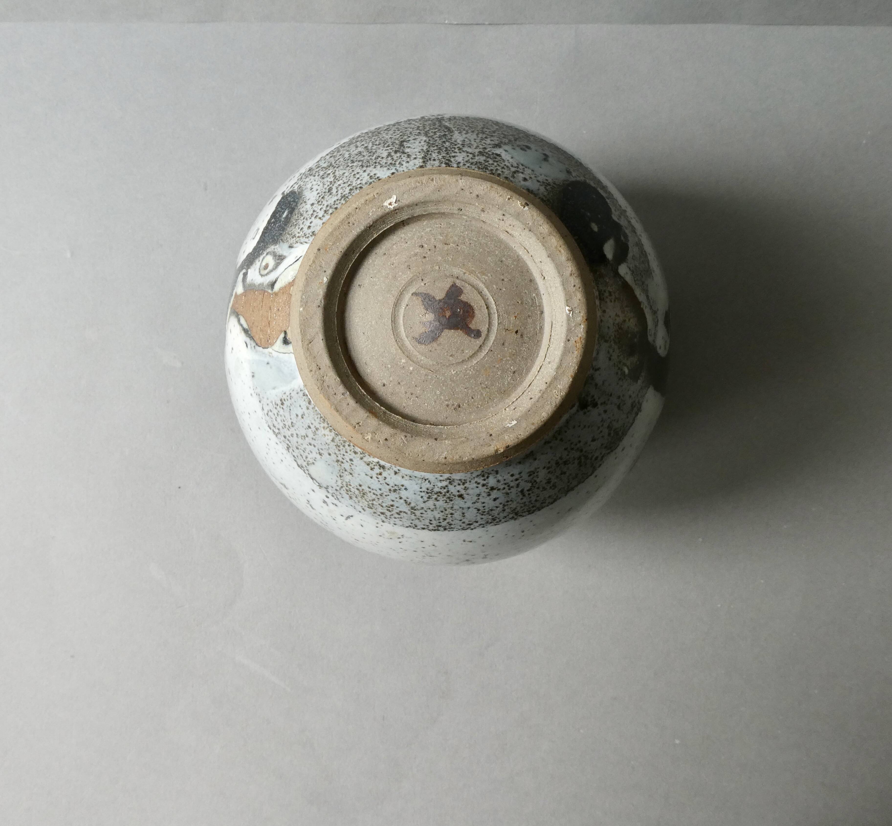 Stoneware vase with Japanese decor by Philippe Dubuc